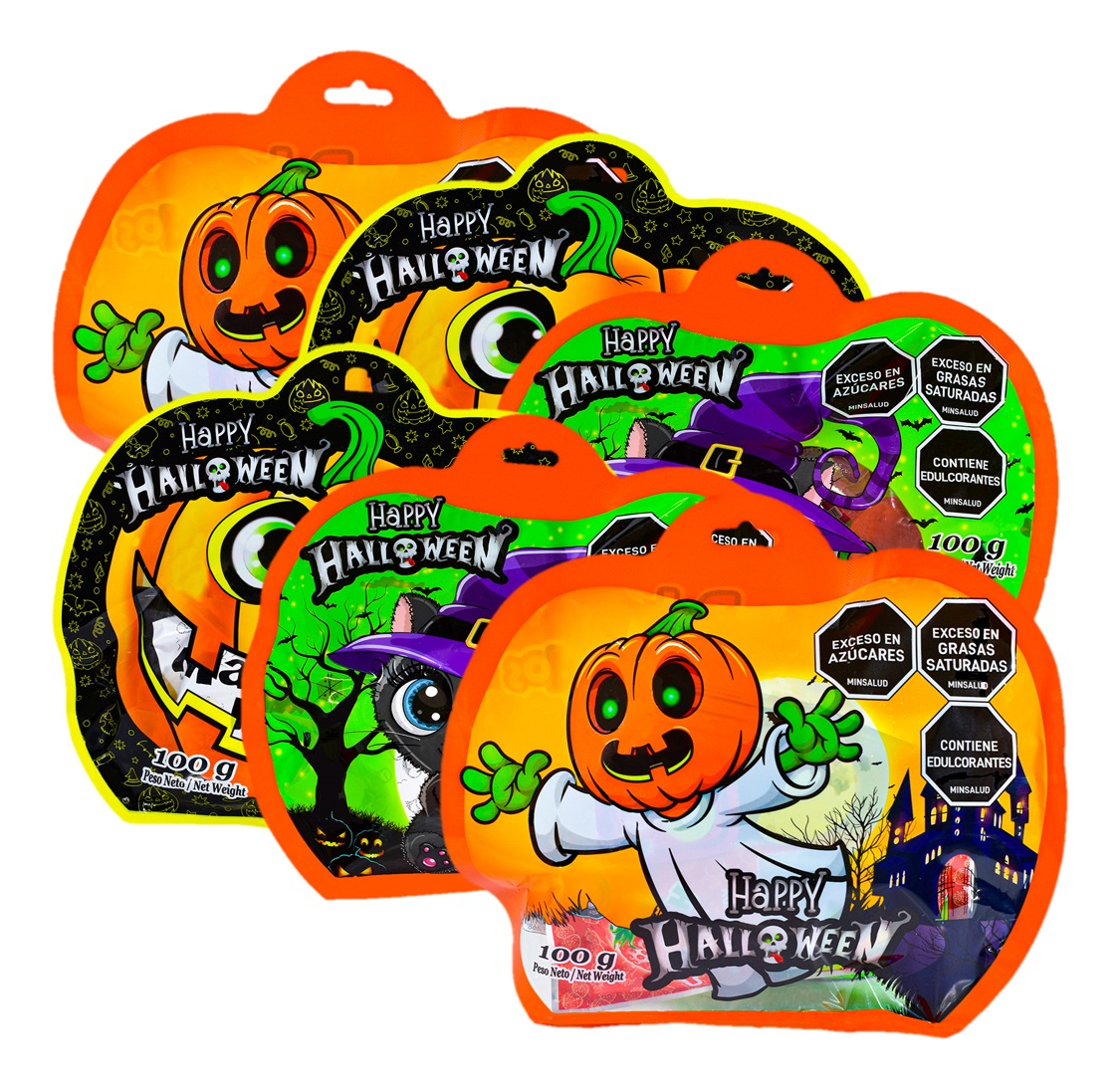 Bolsa Halloween Calabaza Fantasma Con Dulces Adro 100 g X 6U